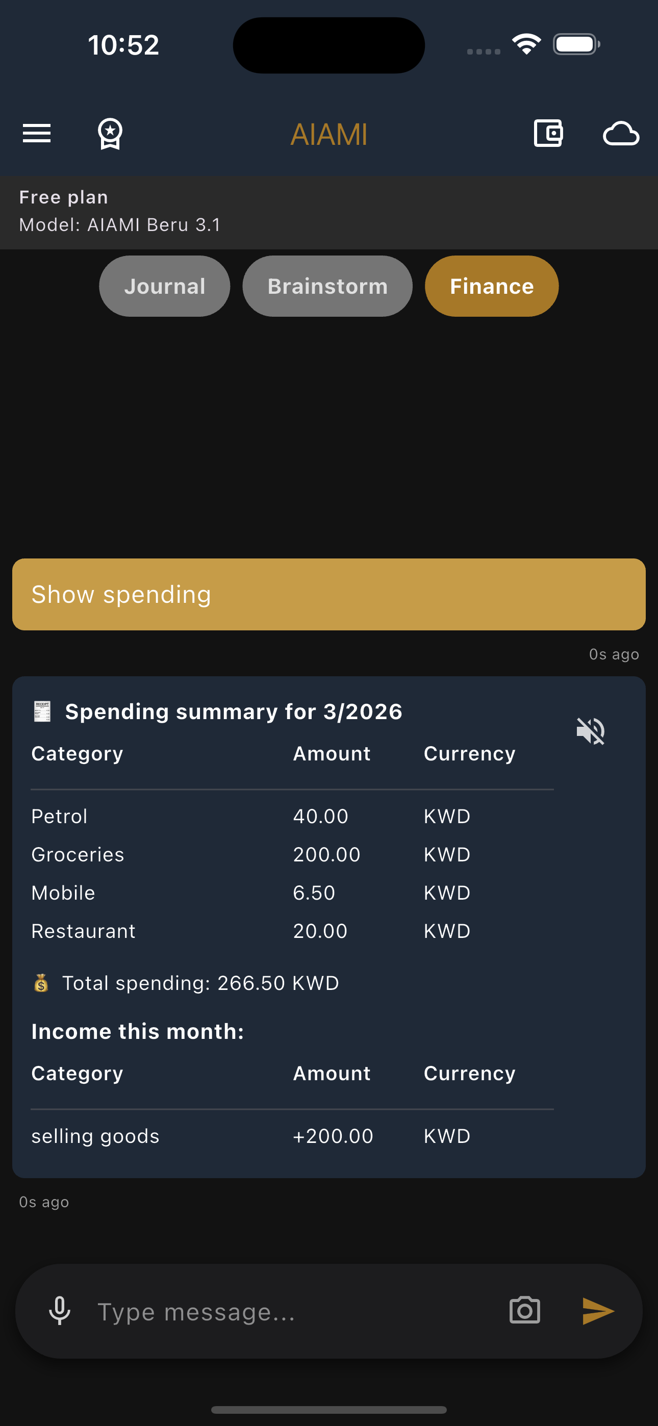 Finance tab